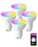 Lepro GU10 Smart Lampe RGBW, Wlan Alexa Glühbirnen, Wifi LED Leuchtmittel, 4 Pack (4.5W = 50W, RGB und Warmweiß, Dimmbar per App oder Sprache),...