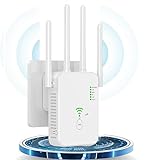 GUHUASHI 1200Mbit/s WLAN Verstärker, WLAN Repeater Dual Band WLAN Verstärker Signalverstärker mit 1 LAN Port, 1 WAN Port, WPS,3dBi x4 Antennen...