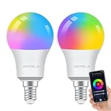 ANTELA Alexa Glühbirne E14 A60 9W 806LM Smart WLAN LED RGB Dimmbare Birne Lampe, App Steuern Kompatibel mit Google Home, Warmweiß (2700K) Kaltweiß...