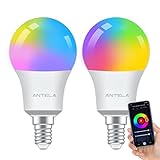 ANTELA Alexa Glühbirne E14 A60 9W 806LM Smart WLAN LED RGB Dimmbare Birne Lampe, App Steuern Kompatibel mit Google Home, Warmweiß (2700K) Kaltweiß...