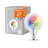 LEDVANCE Smarte LED-Lampe mit Wifi Technologie, E27, RGB-Farben änderbar, Globeform, Farbiges Filament als Stimmungslicht, Ersatz für herkömmliche...