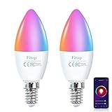 Fitop Alexa Smart Glühbirnen, E14 Wlan LED Lampen Dimmbar Glühbirne 4.9W 470Lm+2700-6500K+RGB 16 Millionen Farben, App Steuern Kompatibel mit...