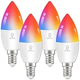 ANTELA Alexa Glühbirne E14 4.5W LED Lampen Smart WLAN Birne RGB Kaltweiße Warmweiße Licht, APP Steuerung, Sprachsteuerung, Kompatibel mit Alexa, Google...