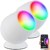 Luminea Home Control Tischleuchte: 2er-Set WLAN-Stimmungsleuchten, RGB-CCT-LEDs, 210 lm, 2,2 W, USB, weiß (WiFi-LED-Lampe, WLAN-Stimmungslicht, Kabellose...